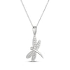 Thumbnail Image 2 of White Lab-Created Sapphire Tilted Dragonfly Necklace Sterling Silver 18"