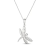 Thumbnail Image 3 of White Lab-Created Sapphire Tilted Dragonfly Necklace Sterling Silver 18"