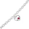 Thumbnail Image 3 of Heart-Shaped Lab-Created Ruby Bezel-Set Charm Bracelet Sterling Silver 7.25"
