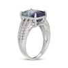 Thumbnail Image 2 of Emerald-Cut Natural Fluorite & White Lab-Created Sapphire Ring Sterling Silver