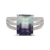 Thumbnail Image 3 of Emerald-Cut Natural Fluorite & White Lab-Created Sapphire Ring Sterling Silver