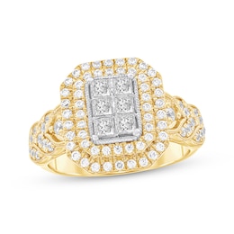 Adore Princess-Cut Multi-Diamond Engagement Ring 7/8 ct tw 10K Yellow Gold