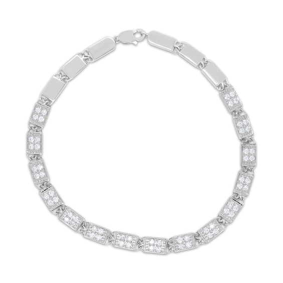KAY Lab-Grown Diamonds Flat Rectangle Link Bracelet 1 ct tw Sterling Silver 7"