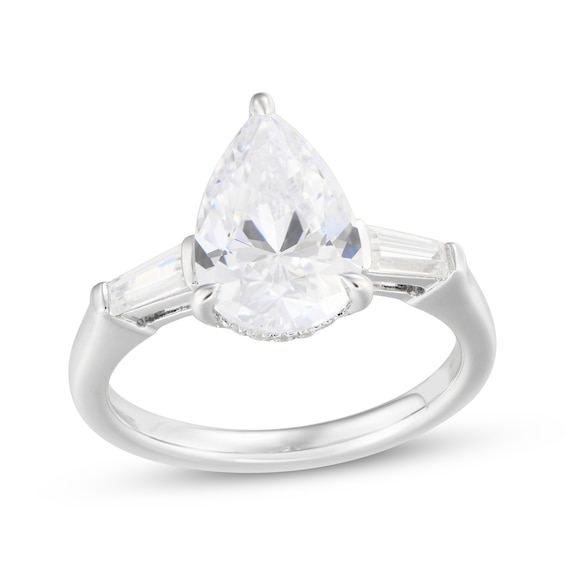 Adore Lab-Grown Diamonds Certified Pear-Shaped Hidden Halo Engagement Ring 3-1/2 ct tw 14K White Gold