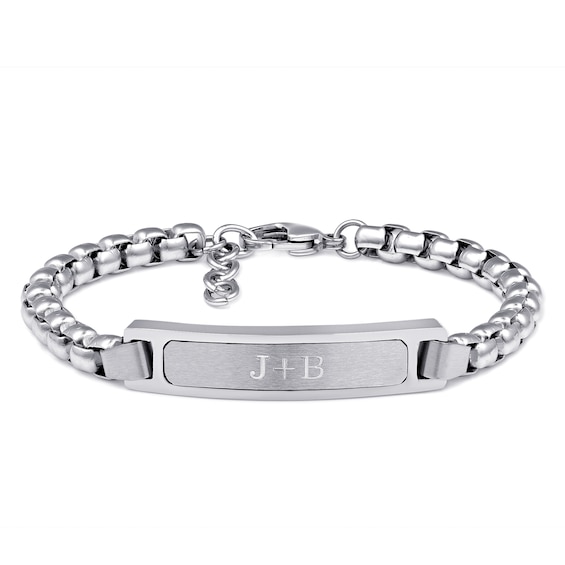Stainless Steel Men's Engravable ID Link Bracelet (1 Line)