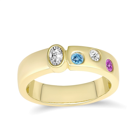 Modern Birthstone Ring (4 Stones)