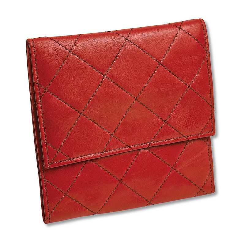 Quilted Jewelry Travel Case Red Leather