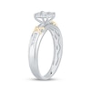 Thumbnail Image 2 of Adore Round-Cut Diamond Halo "X" Engagement Ring 1/8 ct tw 10K White Gold & 14K Yellow Gold Plating