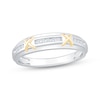 Thumbnail Image 1 of Adore Diamond "X" Wedding Band 1/20 ct tw 10K White Gold & 14K Yellow Gold Plating