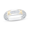 Thumbnail Image 1 of Adore Men's Diamond "X" Wedding Band 1/20 ct tw 10K White Gold & 14K Yellow Gold Plating