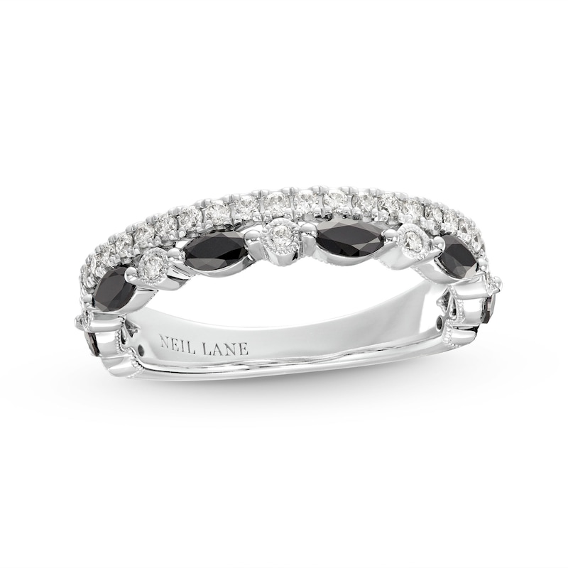 Main Image 1 of Neil Lane Black & White Diamond Wedding Band 3/4 ct tw Marquise & Round-cut 14K White Gold