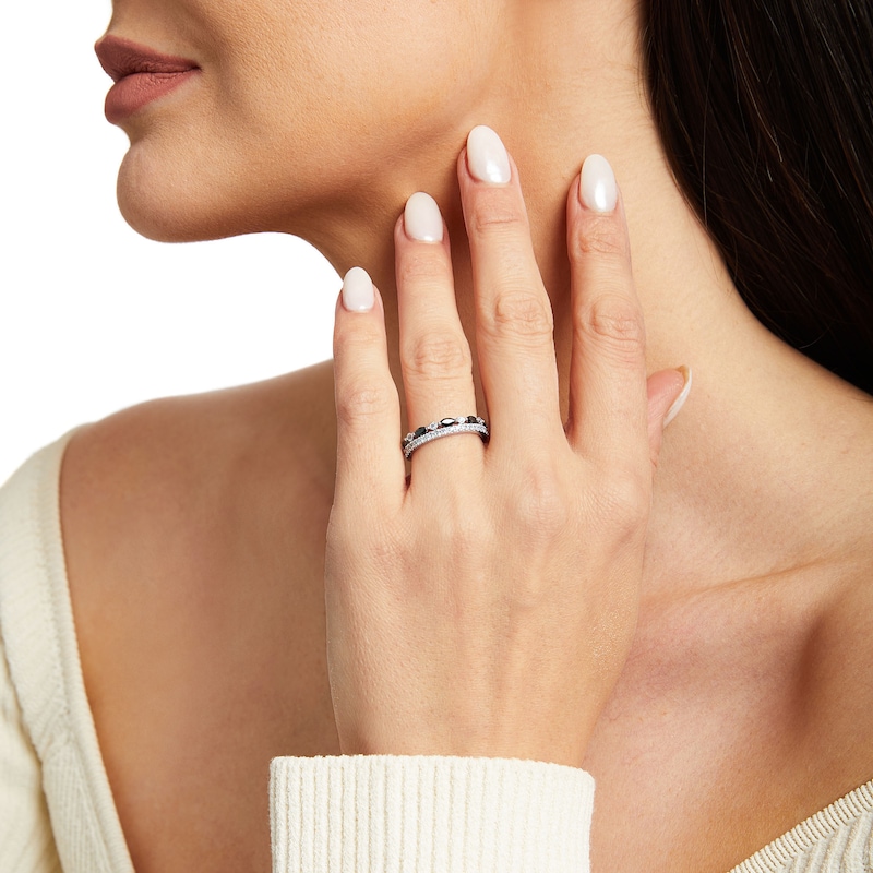 Main Image 4 of Neil Lane Black & White Diamond Wedding Band 3/4 ct tw Marquise & Round-cut 14K White Gold