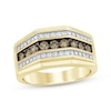 Thumbnail Image 1 of Men’s Brown & White Diamond Wedding Band 1 ct tw 10K Yellow Gold