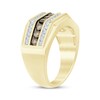Thumbnail Image 2 of Men’s Brown & White Diamond Wedding Band 1 ct tw 10K Yellow Gold