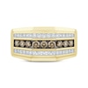 Thumbnail Image 3 of Men’s Brown & White Diamond Wedding Band 1 ct tw 10K Yellow Gold
