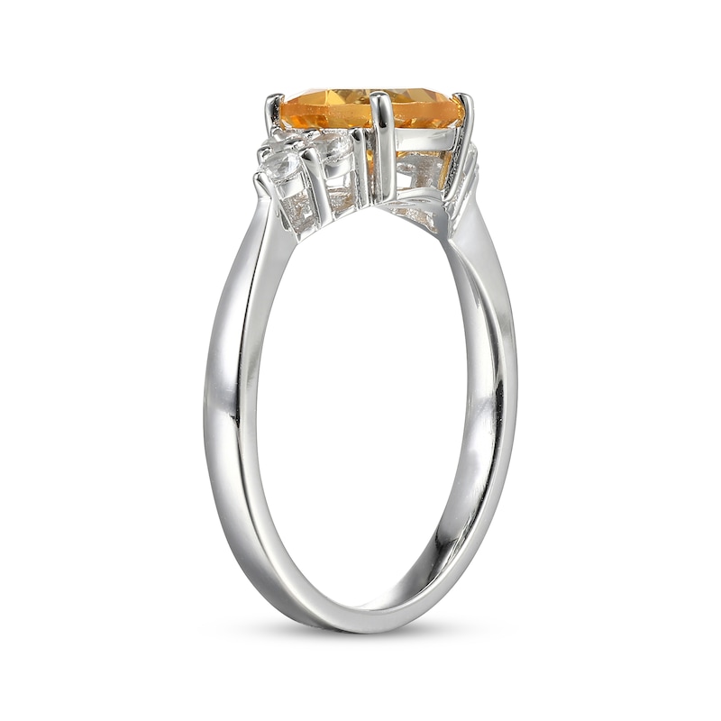 Main Image 2 of Cushion-Cut Citrine & White Lab-Created Sapphire Ring Sterling Silver