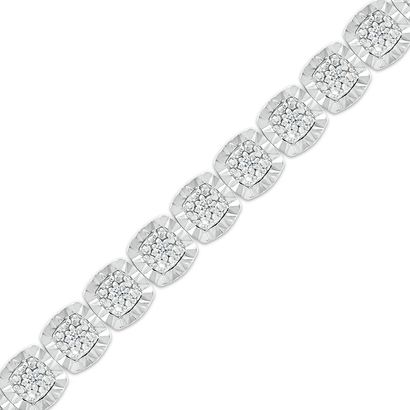Diamond Cushion Link Tennis Bracelet 1/4 ct tw Sterling Silver 7.25"