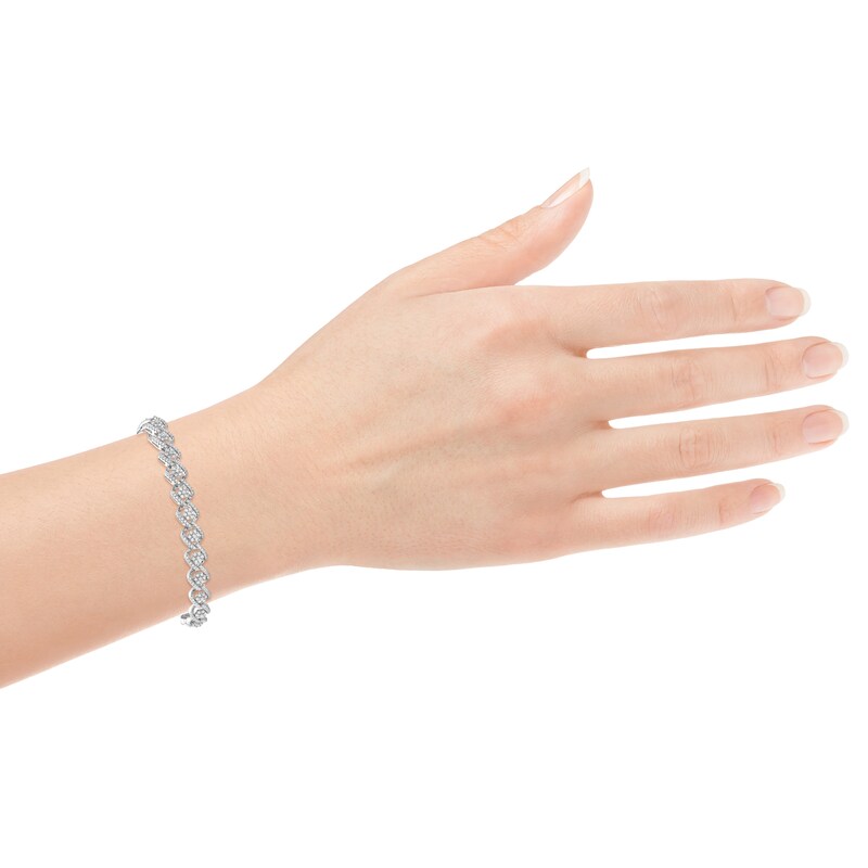 Diamond Flower Frame Link Bracelet 3 ct tw 10K White Gold 7"