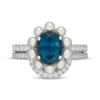 Thumbnail Image 3 of Neil Lane Oval-Cut London Blue Topaz, Diamond & Akoya Cultured Pearl Bridal Set 1/2 ct tw 14K White Gold