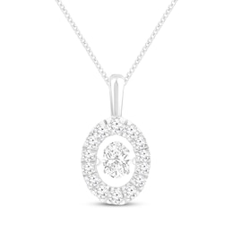 Unstoppable Love Lab-Grown Diamond Oval Frame Necklace 1 ct tw 10K White Gold 19"