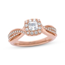 THE LEO Prisma Diamond Princess-Cut Halo Engagement Ring 5/8 ct tw 14K Rose Gold