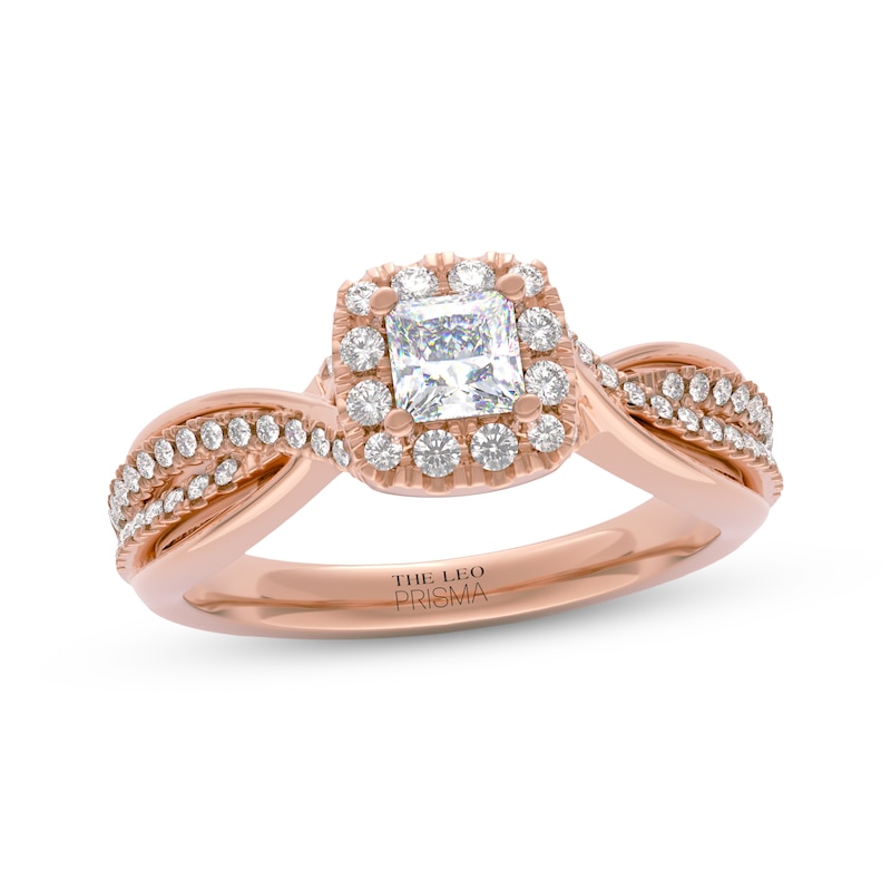 Main Image 1 of THE LEO Prisma Diamond Princess-Cut Halo Engagement Ring 5/8 ct tw 14K Rose Gold