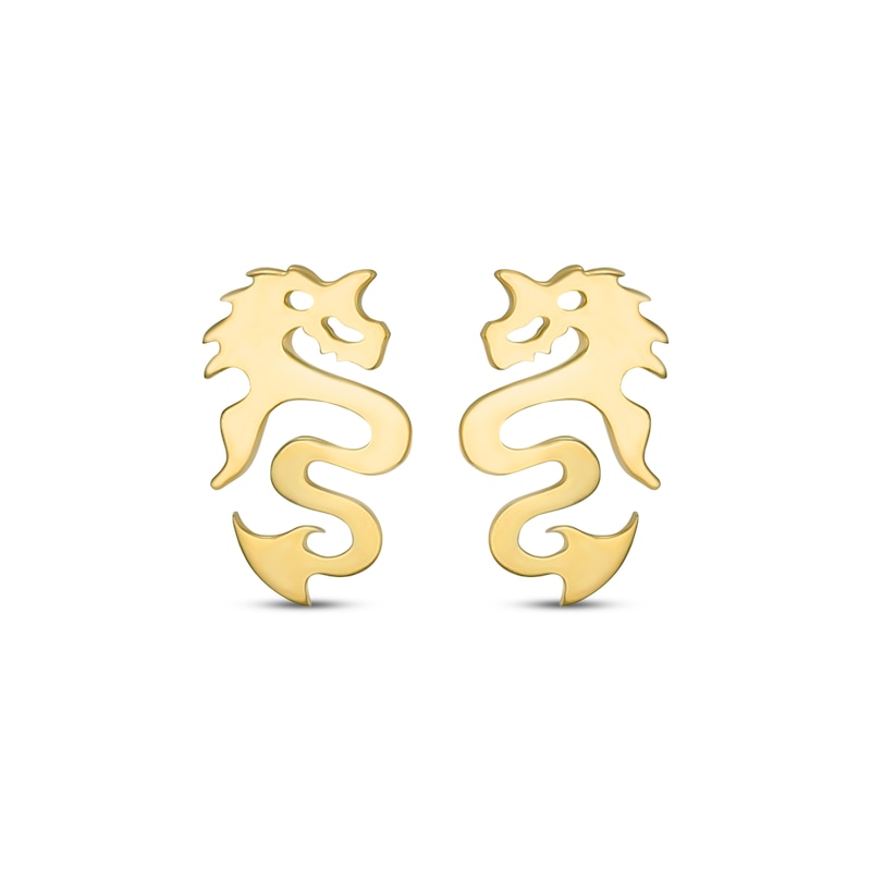 Main Image 2 of Dragon Cutout Stud Earrings 10K Yellow Gold