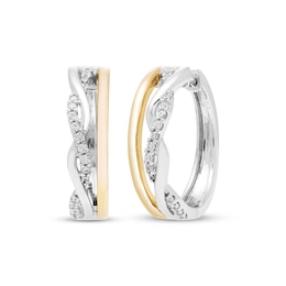 Diamond Hoop Earrings 1/6 ct tw Sterling Silver 10K Yellow Gold