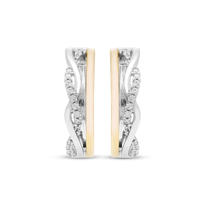 Main Image 2 of Diamond Hoop Earrings 1/6 ct tw Sterling Silver 10K Yellow Gold