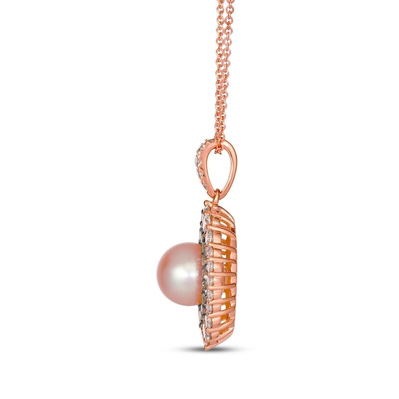 Main Image 2 of Le Vian Cultured Pink Pearl Necklace 7/8 ct tw Diamonds 14K Strawberry Gold 18"
