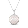 Thumbnail Image 3 of Pink Mother-of-Pearl & White Lab-Created Sapphire Ribbon Necklace Sterling Silver 18"