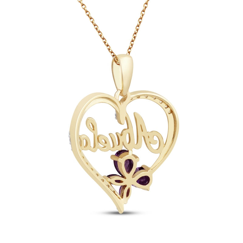 Main Image 3 of Amethyst & Diamond "Abuela" Heart Necklace 1/10 ct tw 14K Yellow Gold 18"