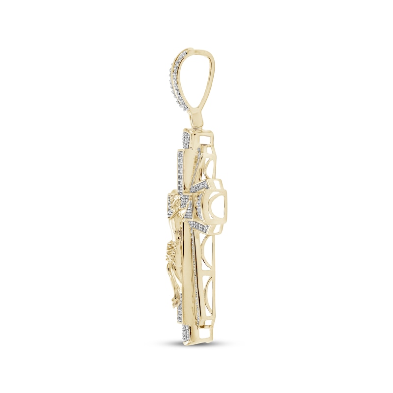 Main Image 2 of Men's Diamond Crucifix Charm 1/3 ct tw 10K Yellow Gold