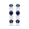 Thumbnail Image 2 of Lab-Grown diamond & Blue Lab-Created Sapphire Hoop Earrings 3/8 ct tw 14K White Gold