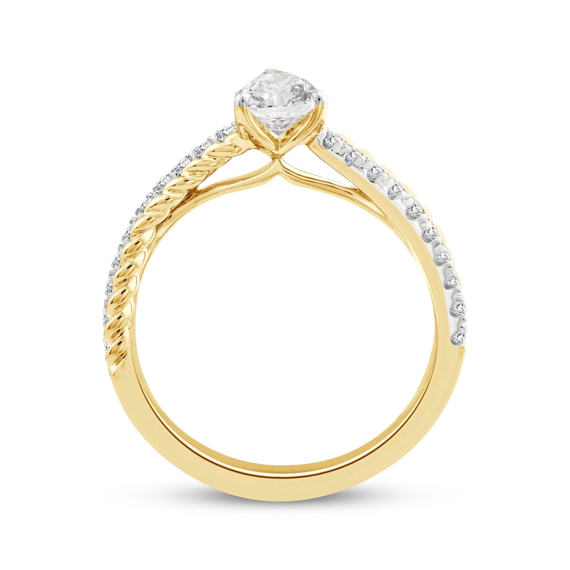 Main Image 3 of Threads of Love Pear-Shaped Diamond Engagement Ring 1 ct tw 14K Two-Tone Gold