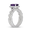 Thumbnail Image 2 of Neil Lane Radiant-Cut Amethyst & Diamond Halo Bridal Set 5/8 ct tw 14K White Gold