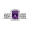 Thumbnail Image 3 of Neil Lane Radiant-Cut Amethyst & Diamond Halo Bridal Set 5/8 ct tw 14K White Gold