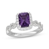 Thumbnail Image 1 of Neil Lane Radiant-Cut Amethyst & Diamond Halo Engagement Ring 1/2 ct tw 14K White Gold