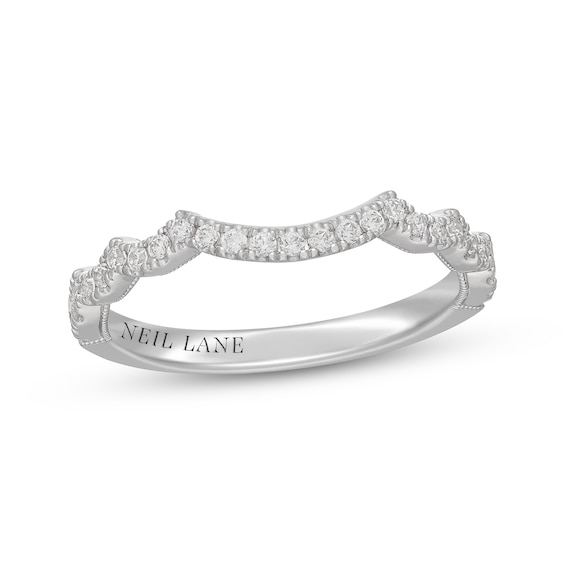 Neil Lane Diamond Scalloped Contour Wedding Band 1/4 ct tw 14K White Gold