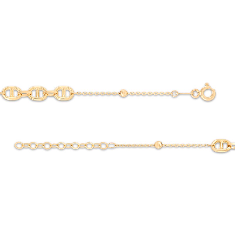 Main Image 3 of Mariner Link & Bead Station Anklet Hollow 10K Yellow Gold 10"