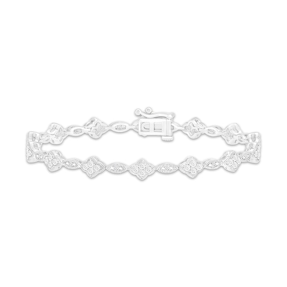 Diamond Milgrain Bracelet 1/4 ct tw 10K White Gold 7.25"