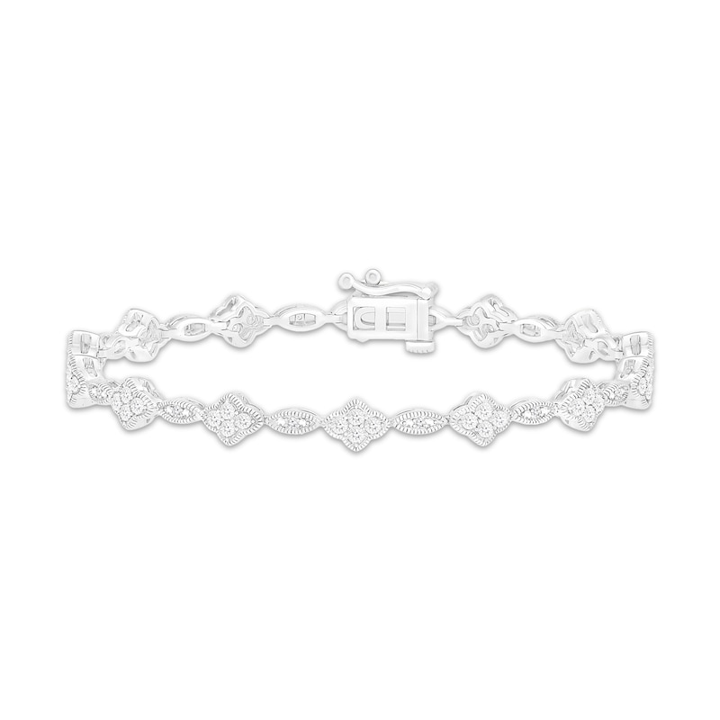 Main Image 1 of Diamond Milgrain Bracelet 1/4 ct tw 10K White Gold 7.25"