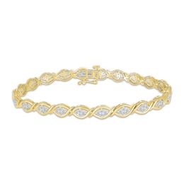 Diamond Marquise Link Bracelet 1 ct tw 10K Yellow Gold 7.25"