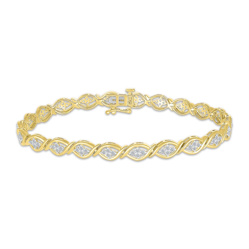 Main Image 1 of Diamond Marquise Link Bracelet 1 ct tw 10K Yellow Gold 7.25"