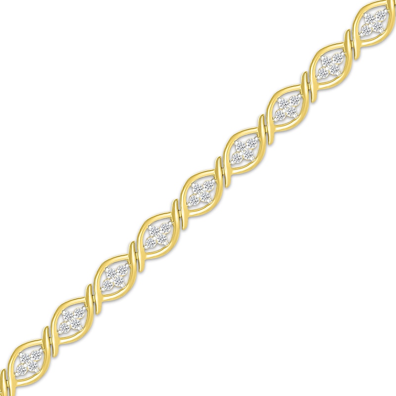 Main Image 2 of Diamond Marquise Link Bracelet 1 ct tw 10K Yellow Gold 7.25"