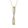 Thumbnail Image 1 of Threads of Love Diamond Crossover Vertical Bar Necklace 1/10 ct tw 10K Yellow Gold 18"