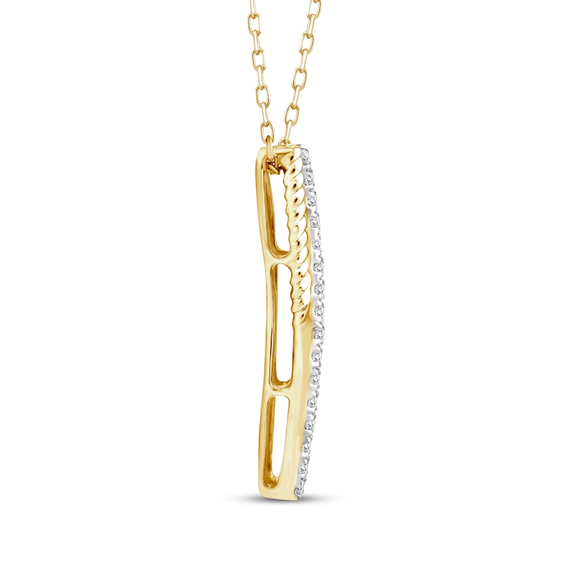 Main Image 2 of Threads of Love Diamond Crossover Vertical Bar Necklace 1/10 ct tw 10K Yellow Gold 18"