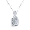 Thumbnail Image 3 of Octagon-Cut Lab-Created Emerald & White Lab-Created Sapphire Necklace Sterling Silver 18"