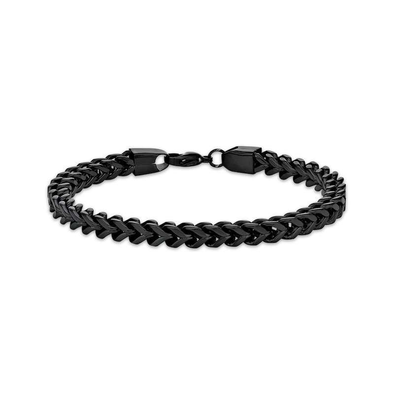 Main Image 3 of Foxtail Chain Necklace & Bracelet Set 6mm Black Ion-Plated Stainless Steel