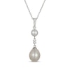 Thumbnail Image 1 of Cultured Pearl & White Lab-Created Sapphire Drop Necklace Sterling Silver 18"